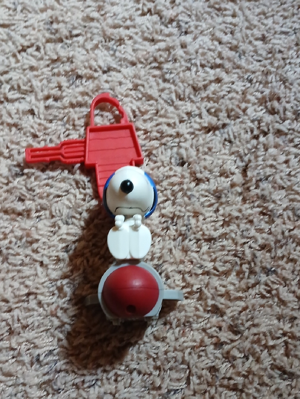 White and Red Kids Toy Figure Keychain - Playful Character